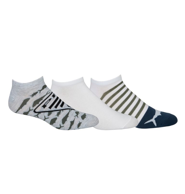 Men's 3pk PFG Flat Knit Sock Liner | 020 | O/S, Color: Heather Grey/White, image 1